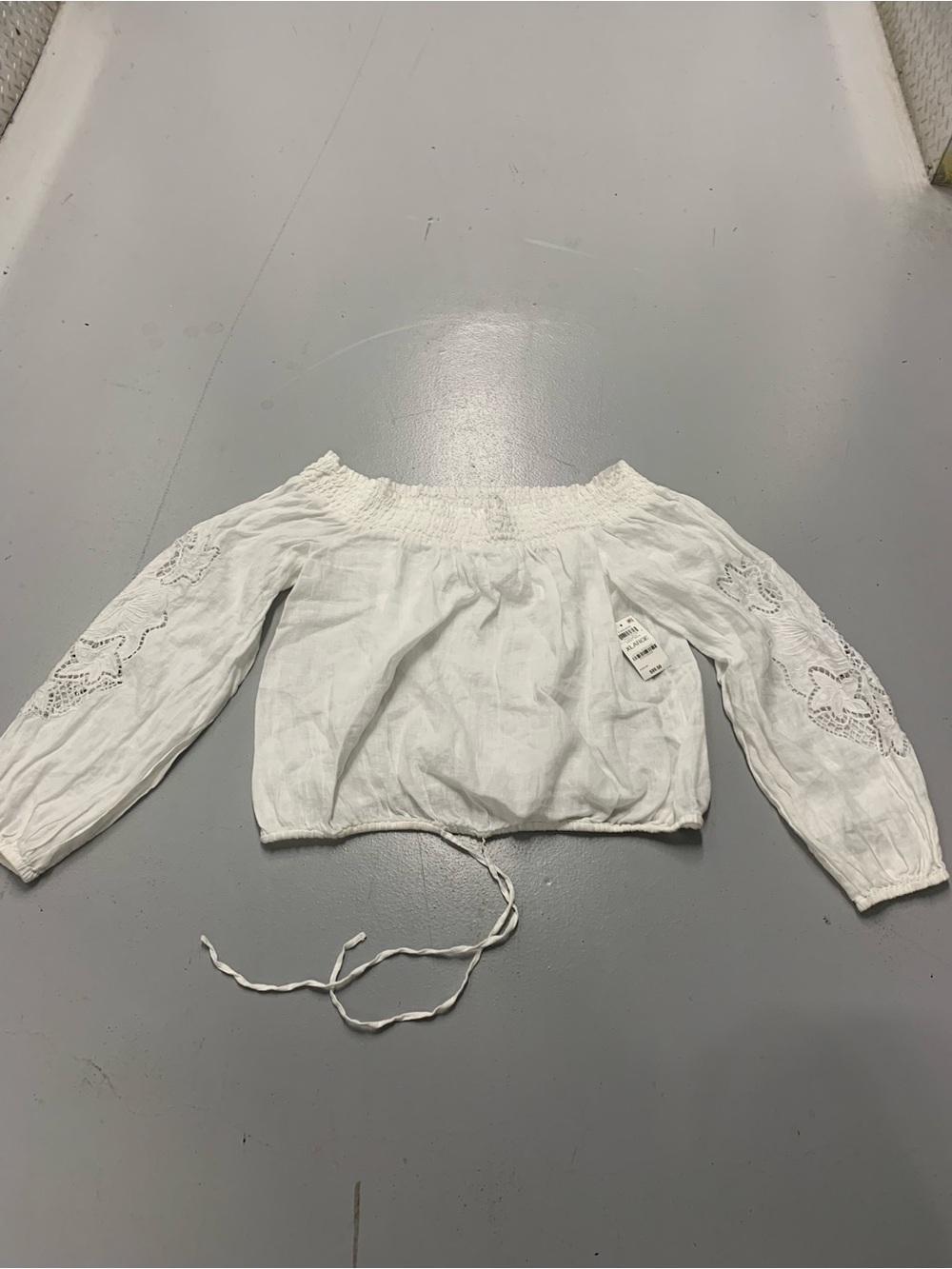 INC International Concepts White Eyelet Off-Shoulder Smocked Top NWT XL